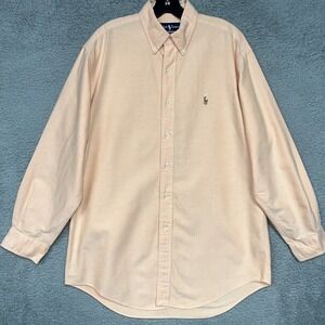 VTG Ralph Lauren Shirt Mens 15½ Peach Flesh Pony Yarmouth Oxford OCBD Button Up